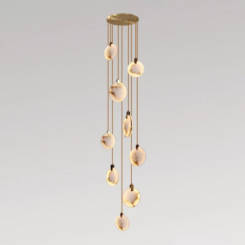 Alabaster Long Foyer Staircase Pendant Light 59'' 79'' 98'' 138''H - thebelacan