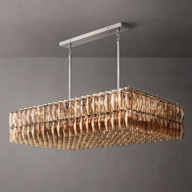 Chara Glass Rectangular Chandelier 54" - thebelacan