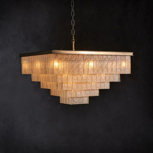 Claira Glass Square Multi-layer Chandelier - thebelacan