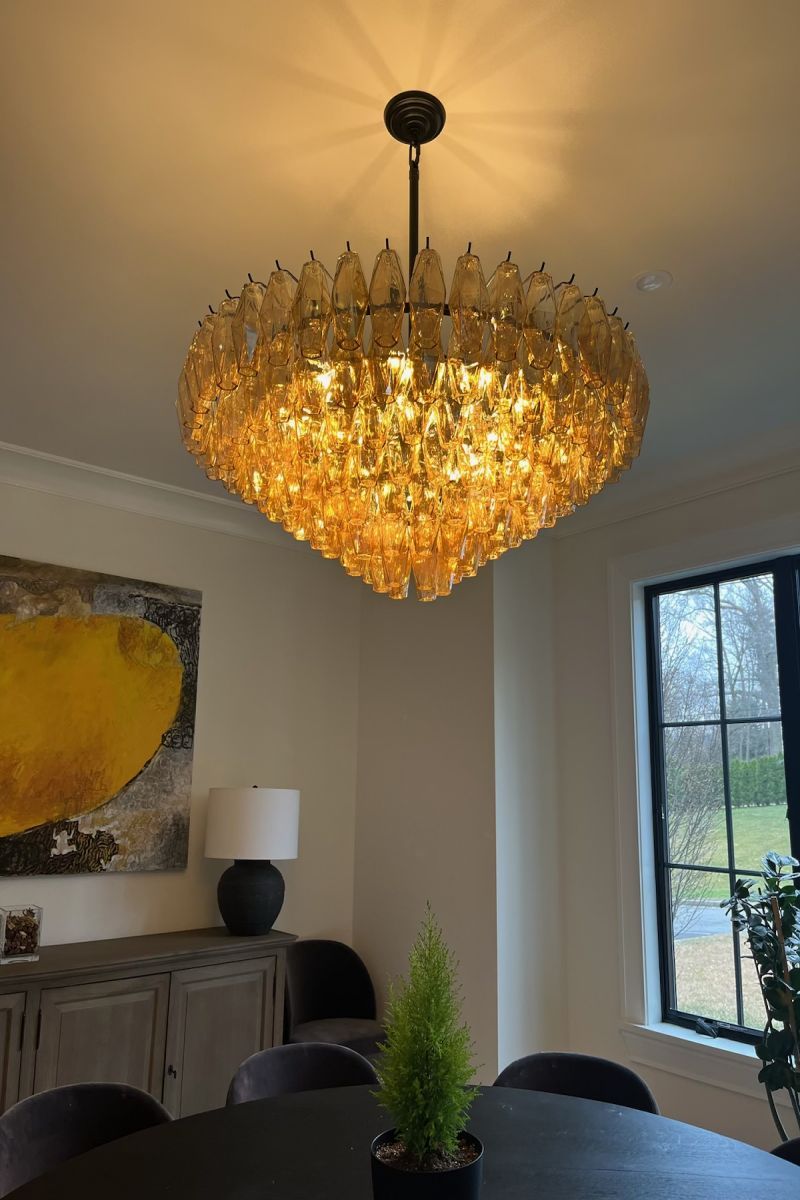 Chara Smoke Glass Tiered Round Chandelier 37" - thebelacan