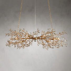 Crystal Flowers Fiore Linear Chandelier 51" 68" - thebelacan