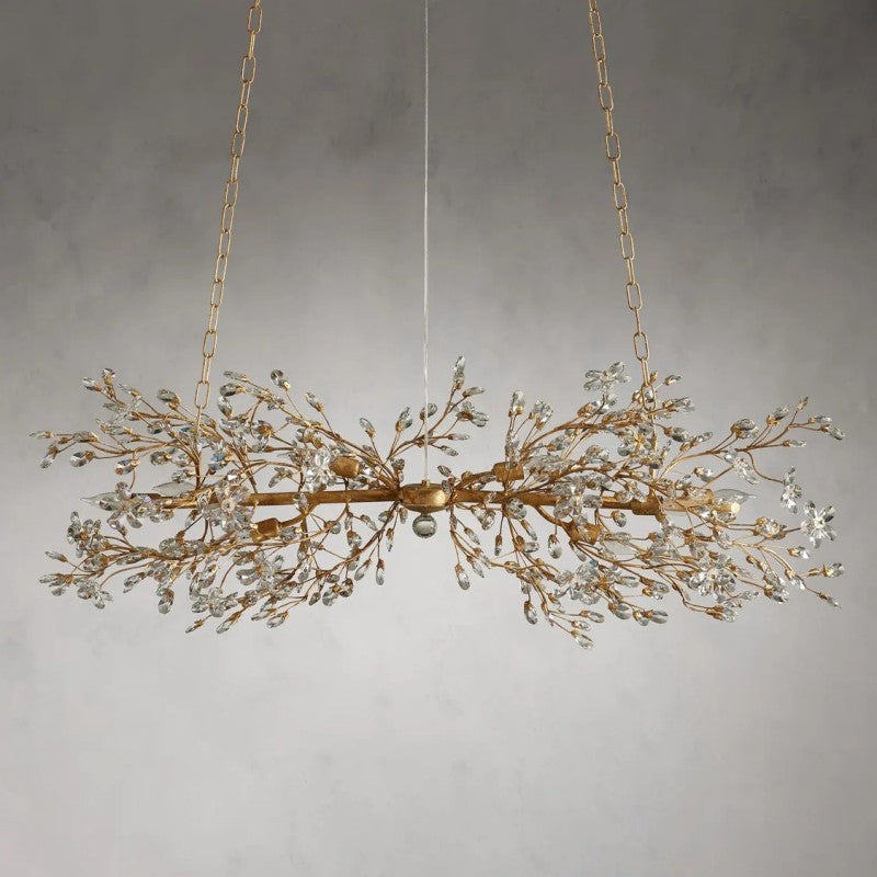 Crystal Flowers Fiore Linear Chandelier 51" 68" - thebelacan