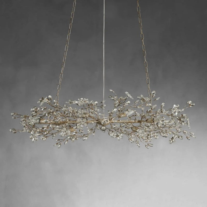 Crystal Flowers Fiore Linear Chandelier 51" 68" - thebelacan