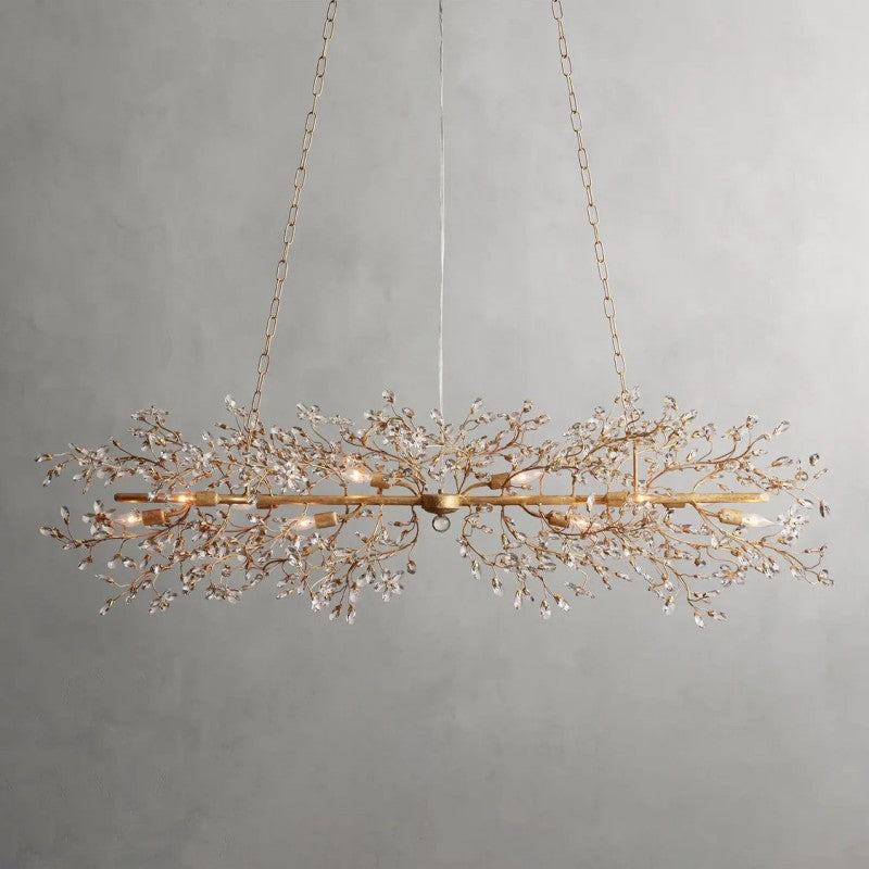 Crystal Flowers Fiore Linear Chandelier 51" 68" - thebelacan