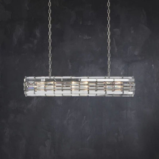 Dora Glass Linear Cylinder Chandelier 49″ 60″ 71″ - thebelacan