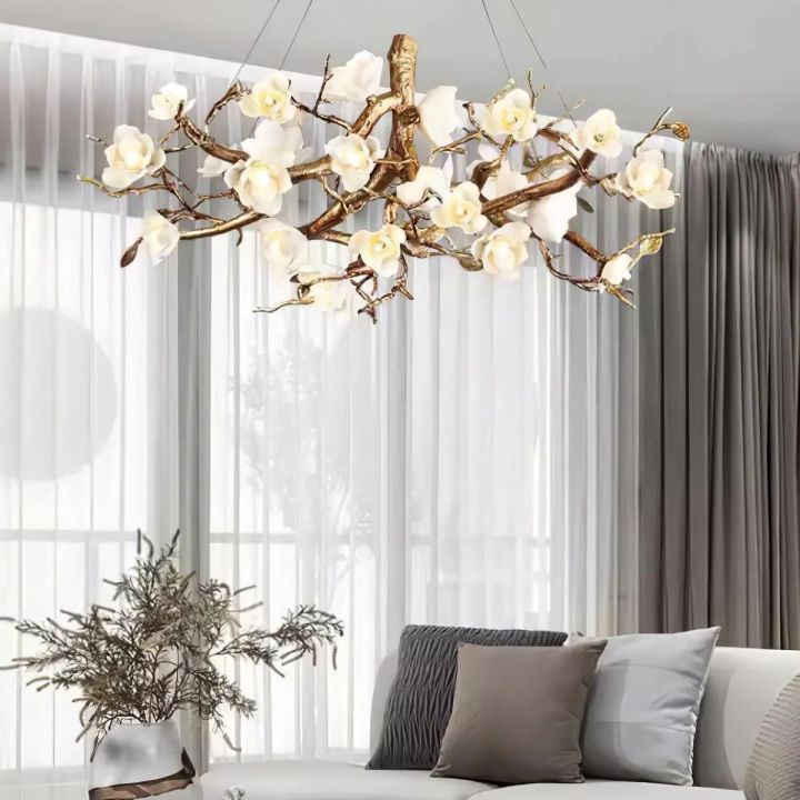 Flower Bloom Branch Brass Chandelier - thebelacan