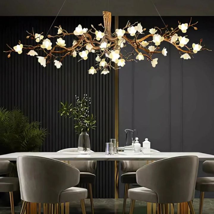 Flower Bloom Branch Brass Chandelier - thebelacan