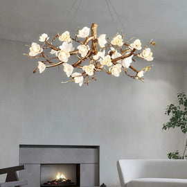 Flower Bloom Branch Brass Chandelier - thebelacan