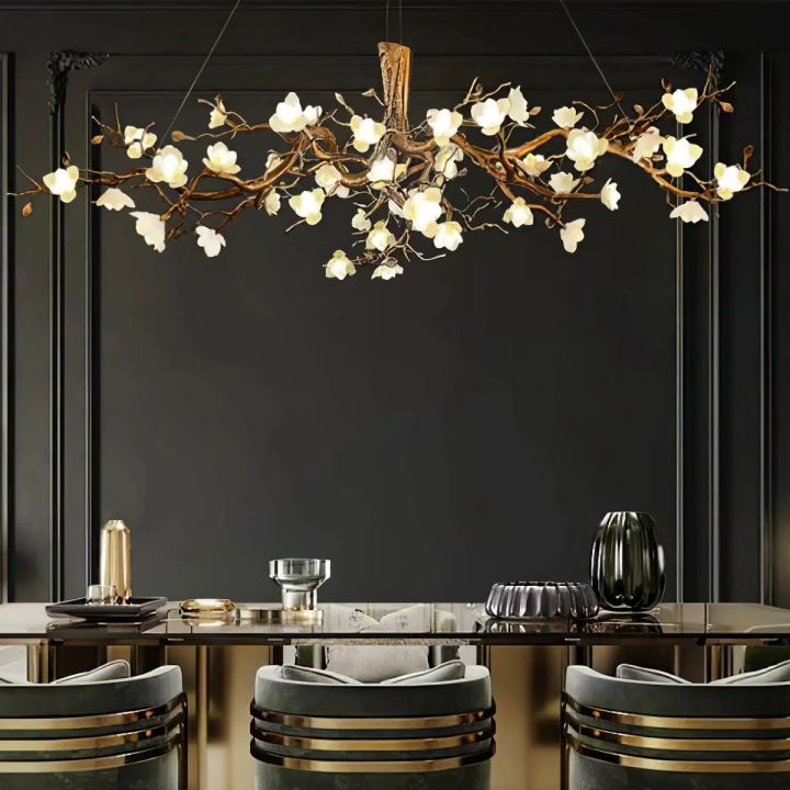 Flower Bloom Branch Brass Chandelier - thebelacan