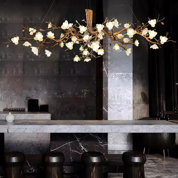 Flower Bloom Branch Brass Chandelier - thebelacan