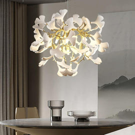 Modern Ginkgo Gold Tree Branches Chandelier - thebelacan