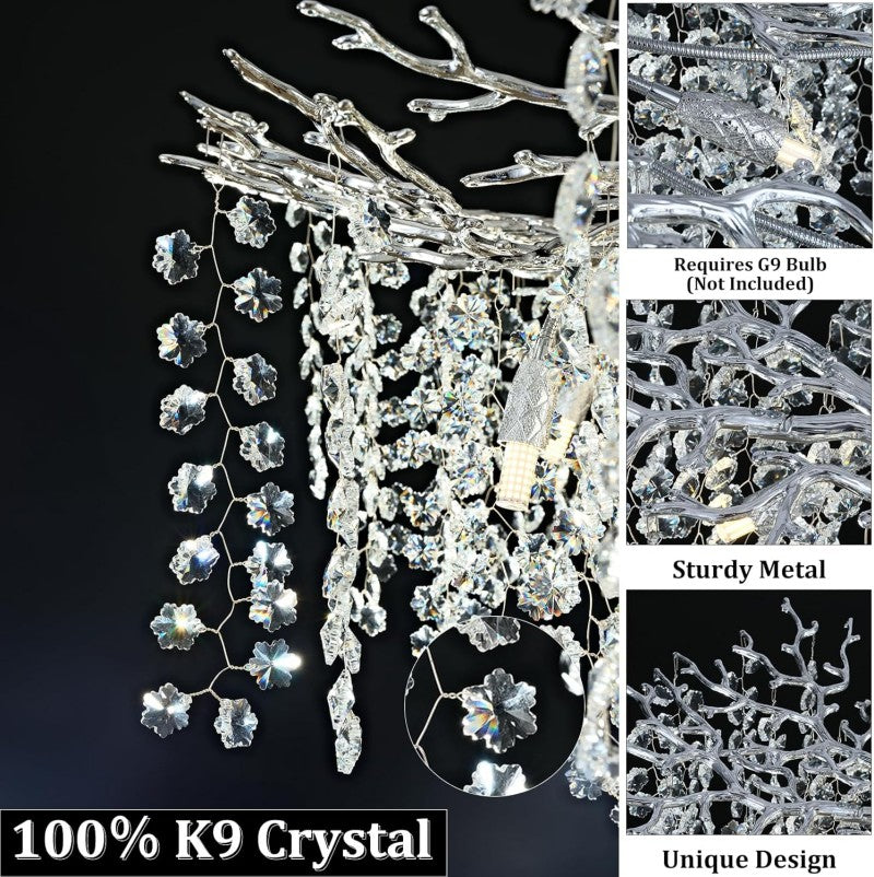 Modern Tree Branch Crystal Chandelier 55"L 30"D 40"D