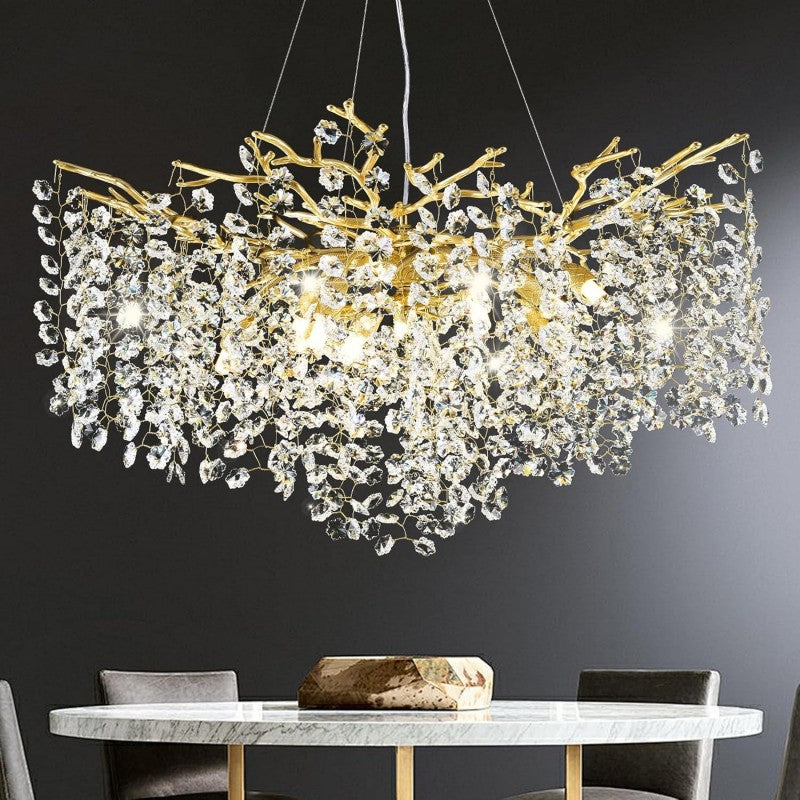 Modern Tree Branch Crystal Chandelier 55"L 30"D 40"D - thebelacan