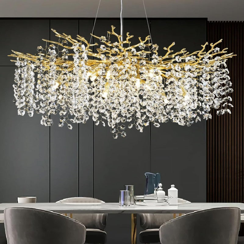 Modern Tree Branch Crystal Chandelier 55"L 30"D 40"D - thebelacan