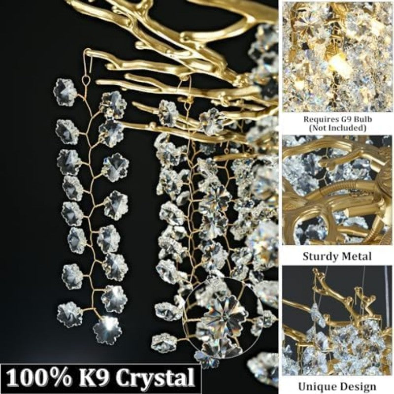 Modern Tree Branch Crystal Chandelier 55"L 30"D 40"D