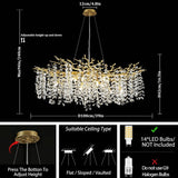 Modern Tree Branch Crystal Chandelier 55"L 30"D 40"D