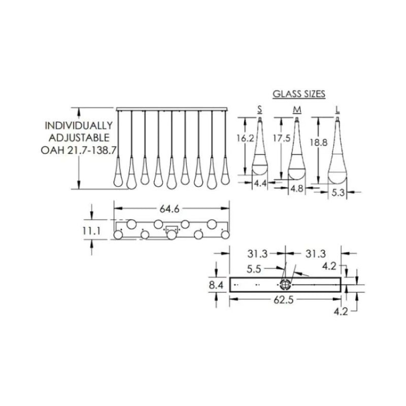 Raindrop Glass Linear Chandelier - thebelacan