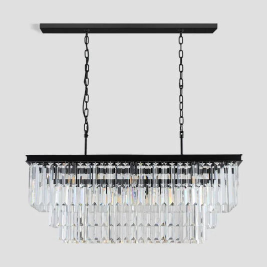 Rhea 3-Tier Rectangular Crystal Chandelier - thebelacan