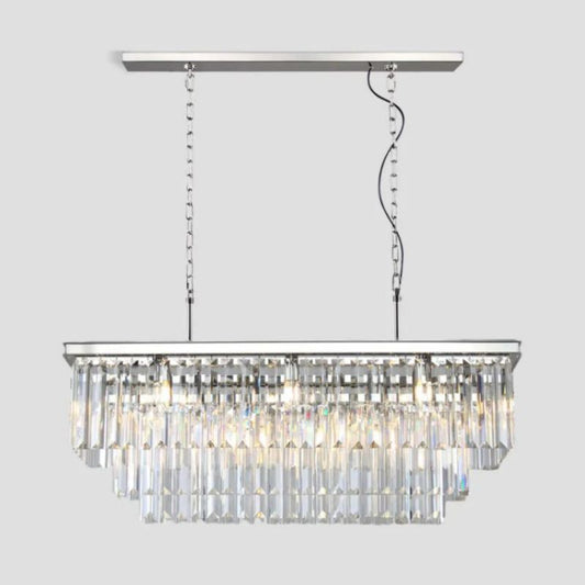 Rhea 3-Tier Rectangular Crystal Chandelier - thebelacan