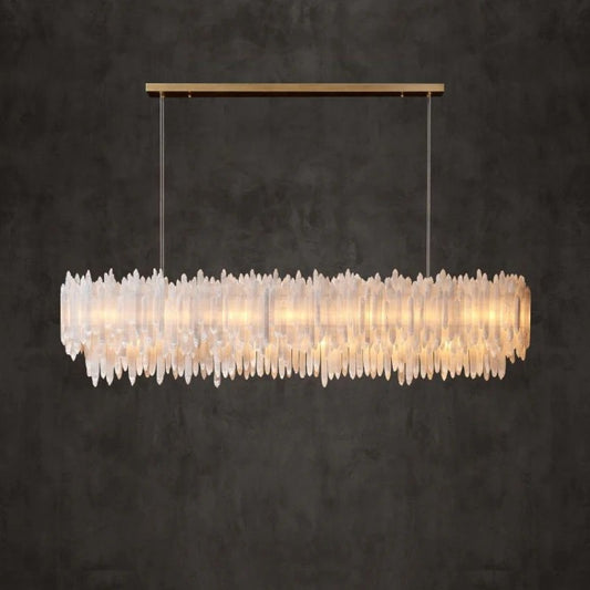 Selenite Crystal Rectangular Chandelier 72" - thebelacan