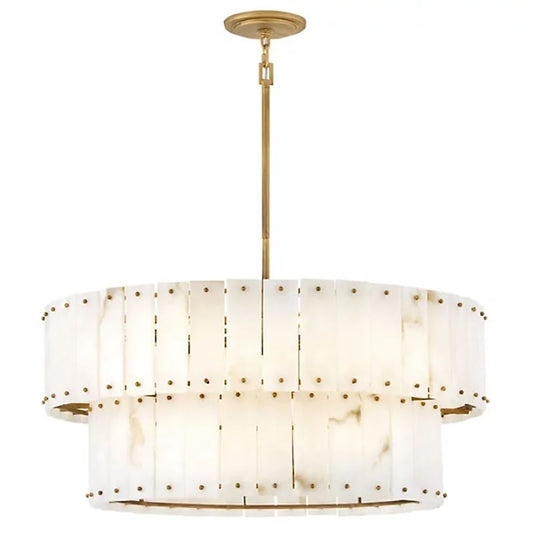 Simona Alabaster Drum 2-Tier Chandelier - thebelacan