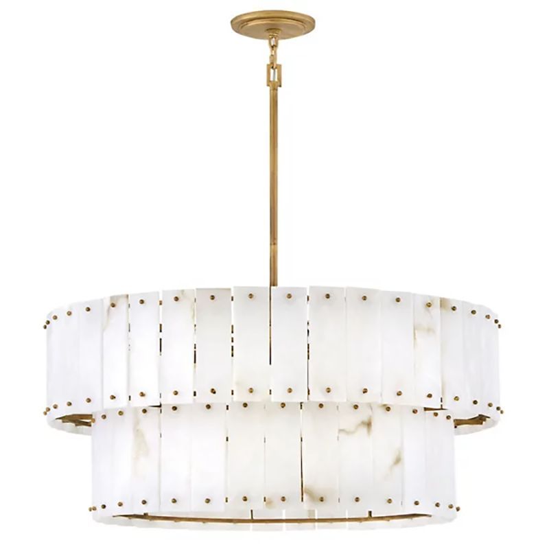 Simona Alabaster Drum 2-Tier Chandelier - thebelacan