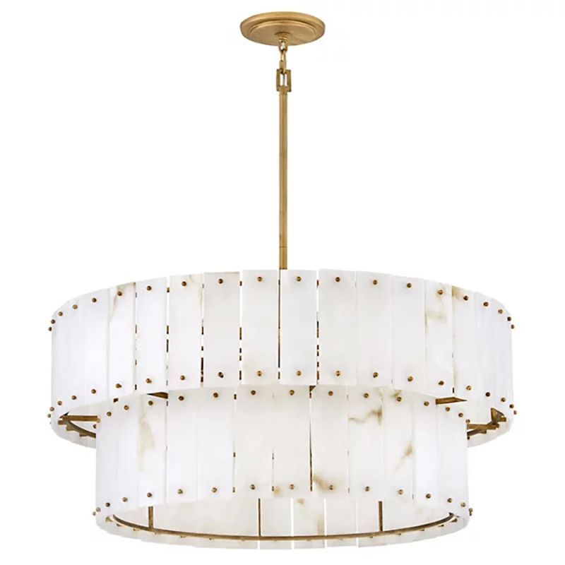 Simona Alabaster Drum 2-Tier Chandelier - thebelacan