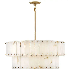 Simona Alabaster Drum 2-Tier Chandelier - thebelacan