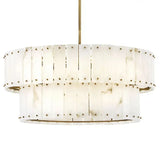 Simona Alabaster Drum 2-Tier Chandelier - thebelacan