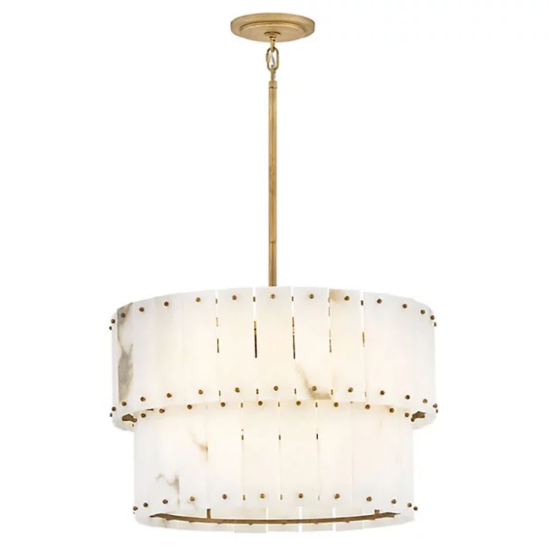 Simone Alabaster Round 2-Tier Chandelier 17.5"D 24"D - thebelacan