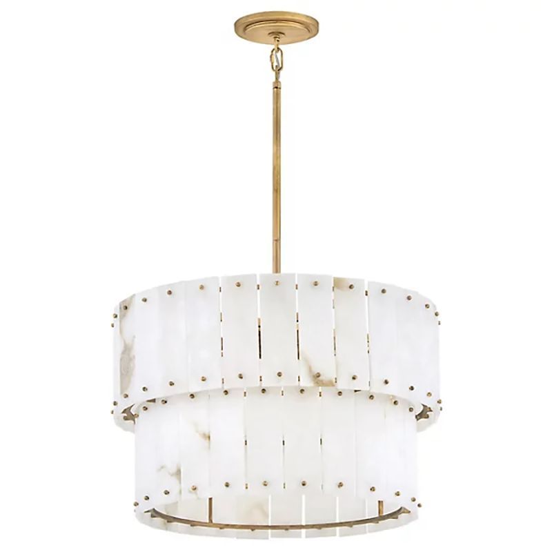 Simone Alabaster Round 2-Tier Chandelier 17.5"D 24"D - thebelacan