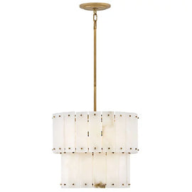 Simone Alabaster Round 2-Tier Chandelier 17.5"D 24"D - thebelacan