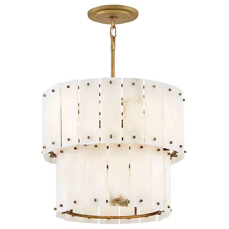 Simone Alabaster Round 2-Tier Chandelier 17.5"D 24"D - thebelacan