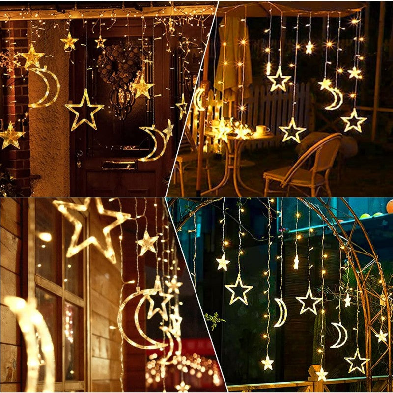 LED Moon Star Curtain String Lights - thebelacan