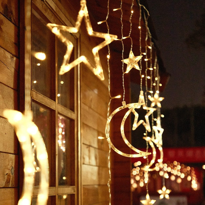 LED Moon Star Curtain String Lights - thebelacan