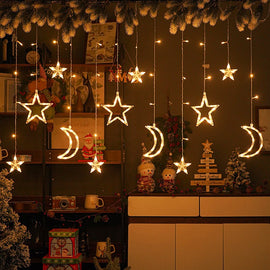 LED Moon Star Curtain String Lights - thebelacan