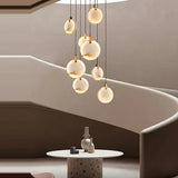 Alabaster Long Foyer Staircase Pendant Light 59'' 79'' 98'' 138''H - thebelacan