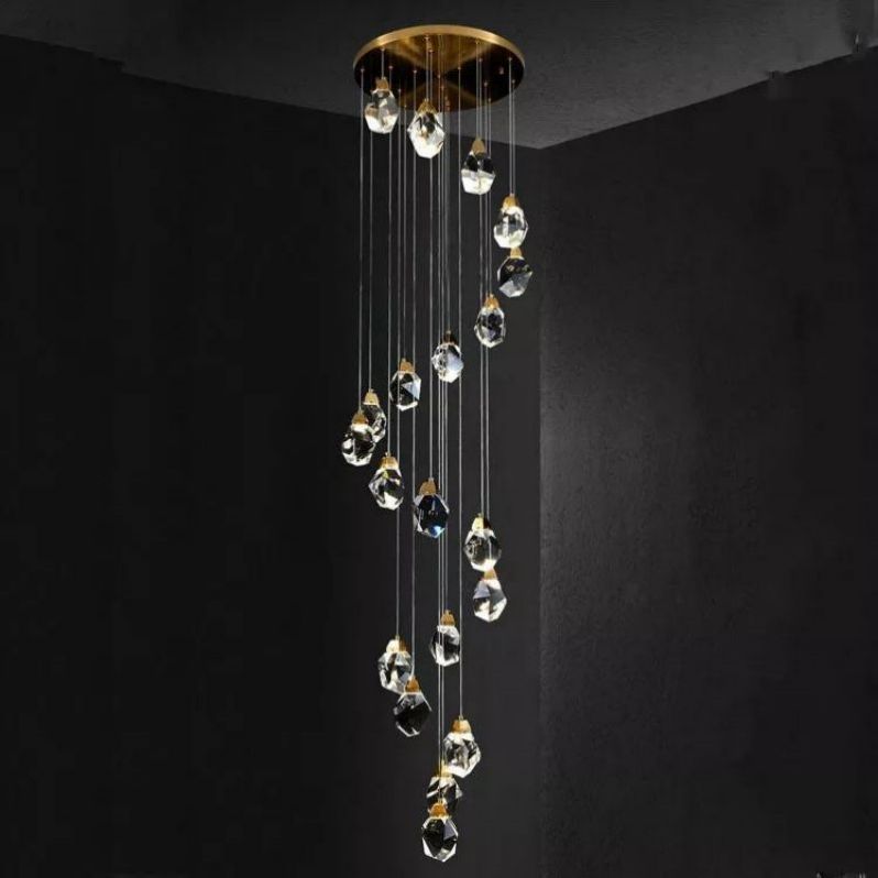 Angelia Faceted Crystal Prisms Chandeliers For Staircase - thebelacan