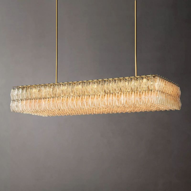 Chara Clear Glass Rectangular Chandelier 74" - thebelacan