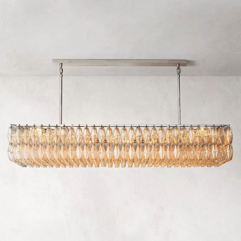 Chara Clear Glass Rectangular Chandelier 74" - thebelacan