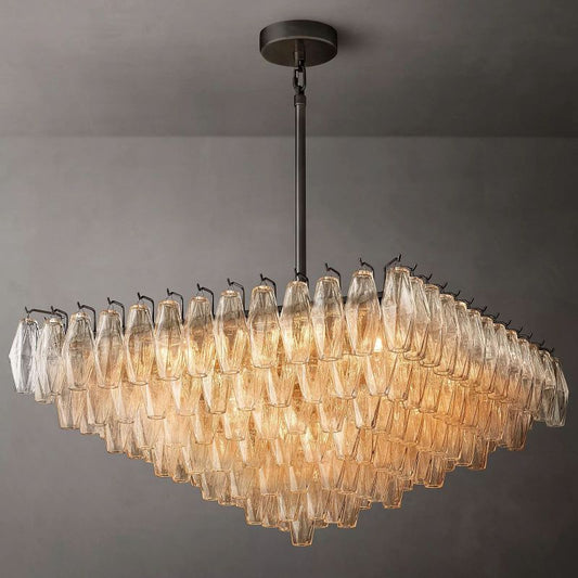 Chara Clear Glass Square Chandelier 32" - thebelacan