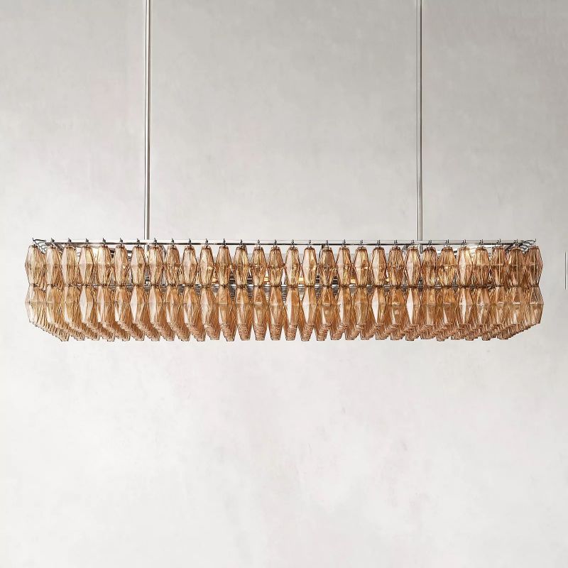 Chara Smoke Glass Rectangular Chandelier 74" - thebelacan