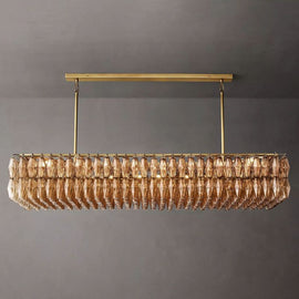 Chara Smoke Glass Rectangular Chandelier 74" - thebelacan