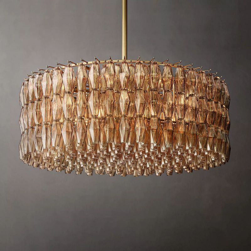 Chara Smoke Glass Round Chandelier 47" - thebelacan