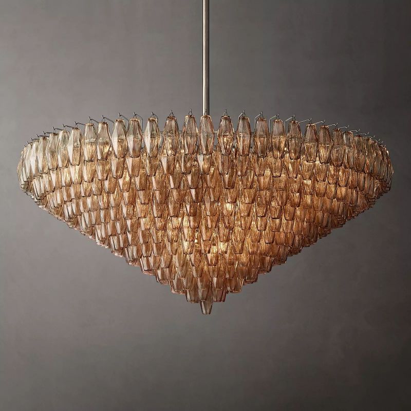 Chara Smoke Glass Tiered Round Chandelier 62" - thebelacan