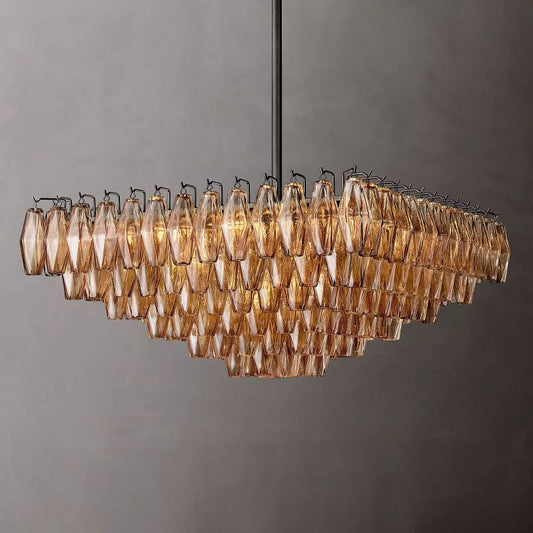 Chara Smoke Glass Square Chandelier 32" - thebelacan