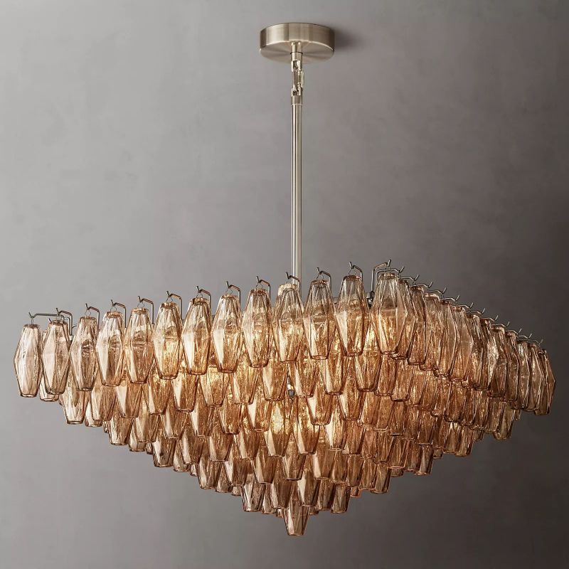 Chara Smoke Glass Square Chandelier 32" - thebelacan