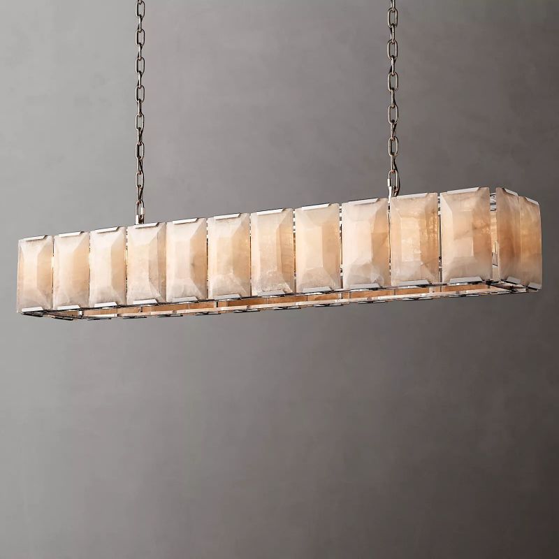 Harson Calcite Rectangular Chandelier 74" - thebelacan