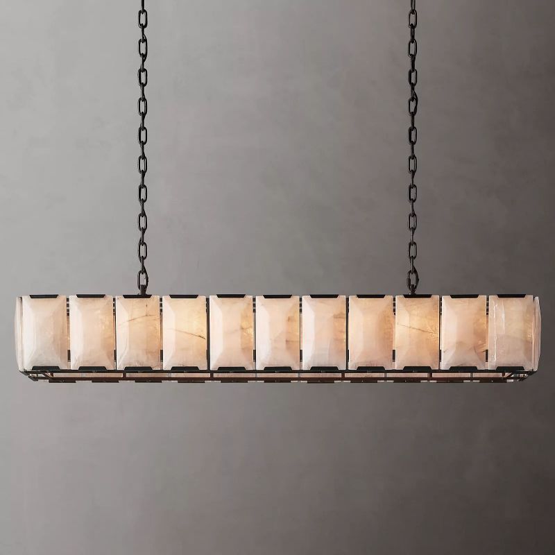 Harson Calcite Rectangular Chandelier 74" - thebelacan