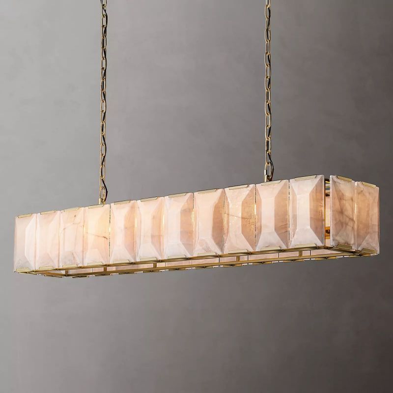 Harson Calcite Rectangular Chandelier 74" - thebelacan